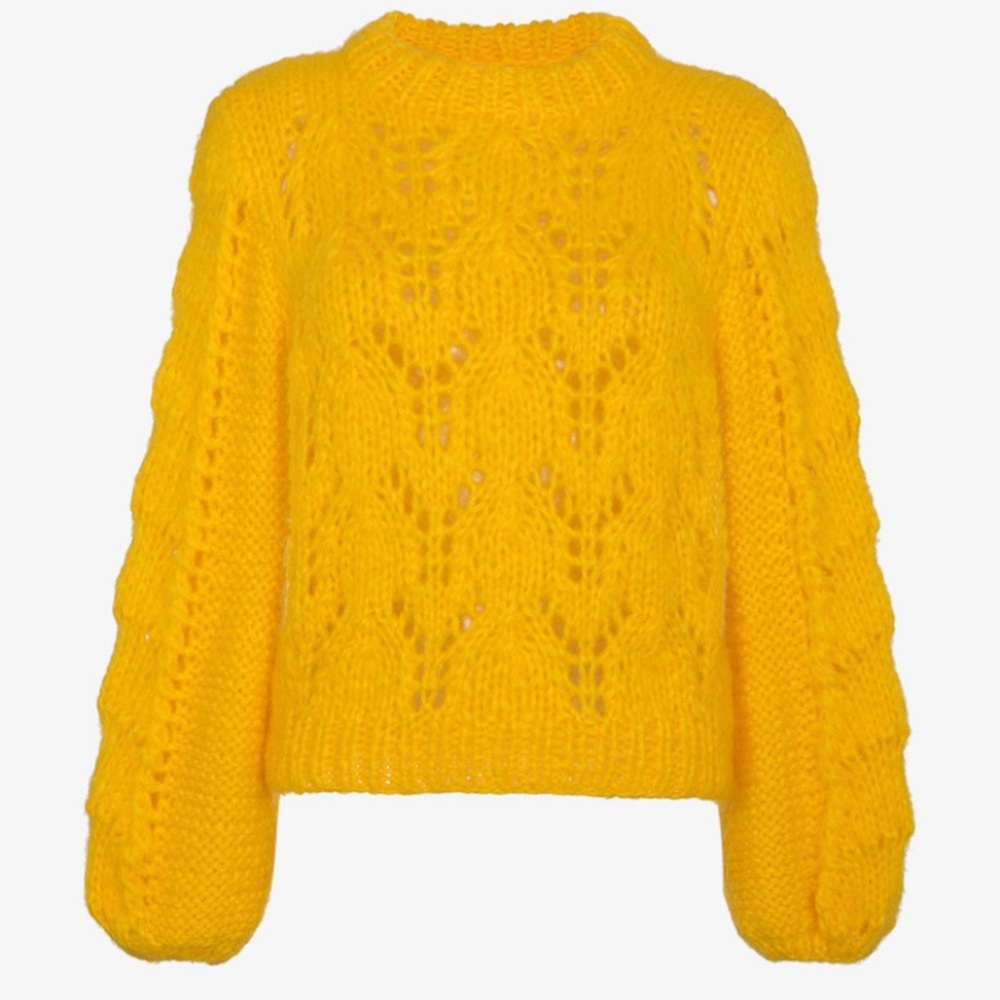 Ganni Julliard Mohair sweater in lemon XS